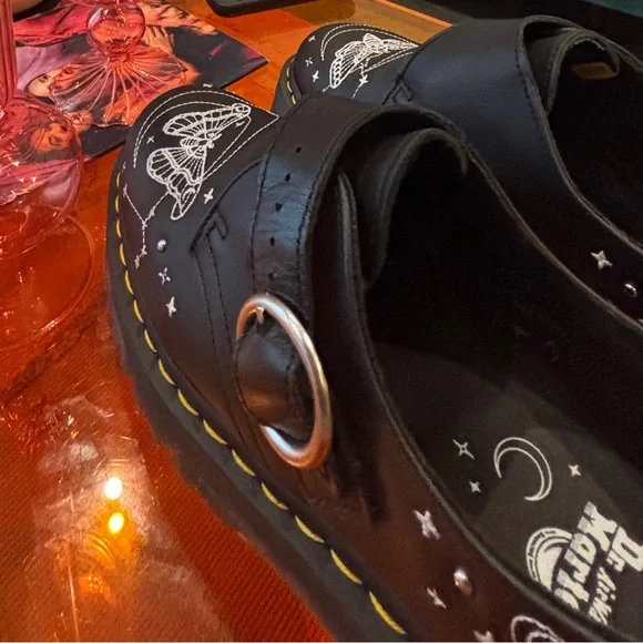 Dr. Martens Black Mules with White Star Design - Picture 3 of 6